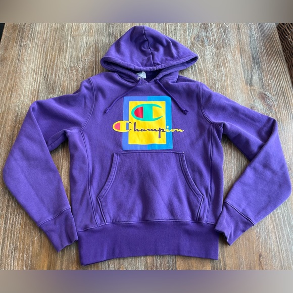 VINTAGE MENS CHAMPION PURPLE REVERSE WEAVE HOODIE/HOODED